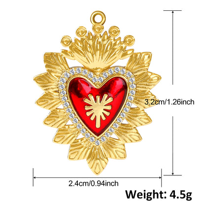 1 Piece 15*28mm 20*17mm 30*14mm Copper Gem Gold Plated Cross Heart Shape Wings Polished Pendant