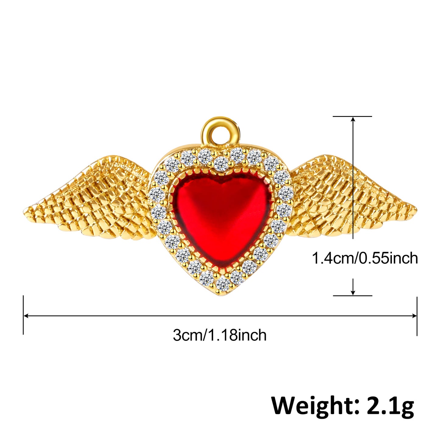 1 Piece 15*28mm 20*17mm 30*14mm Copper Gem Gold Plated Cross Heart Shape Wings Polished Pendant