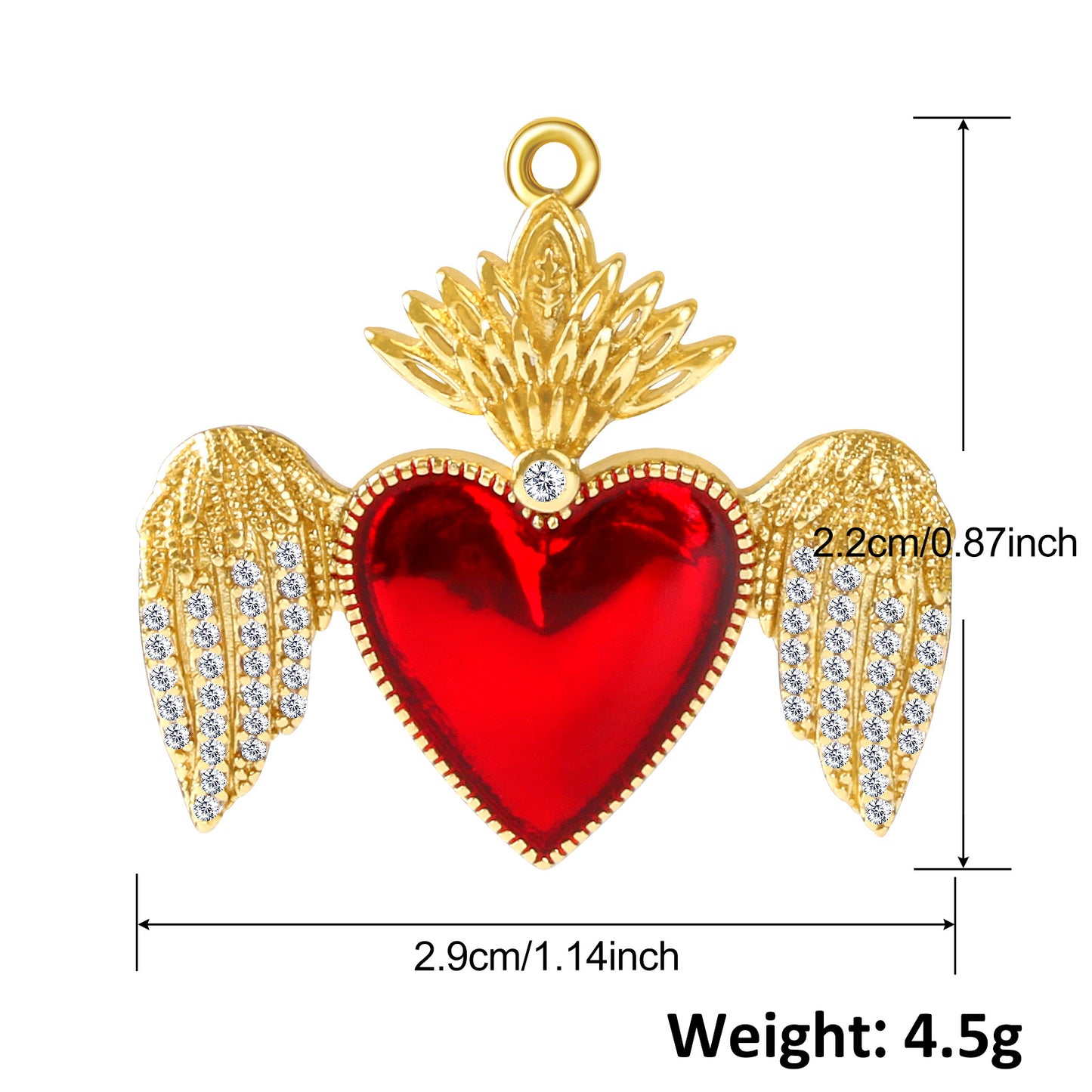 1 Piece 15*28mm 20*17mm 30*14mm Copper Gem Gold Plated Cross Heart Shape Wings Polished Pendant