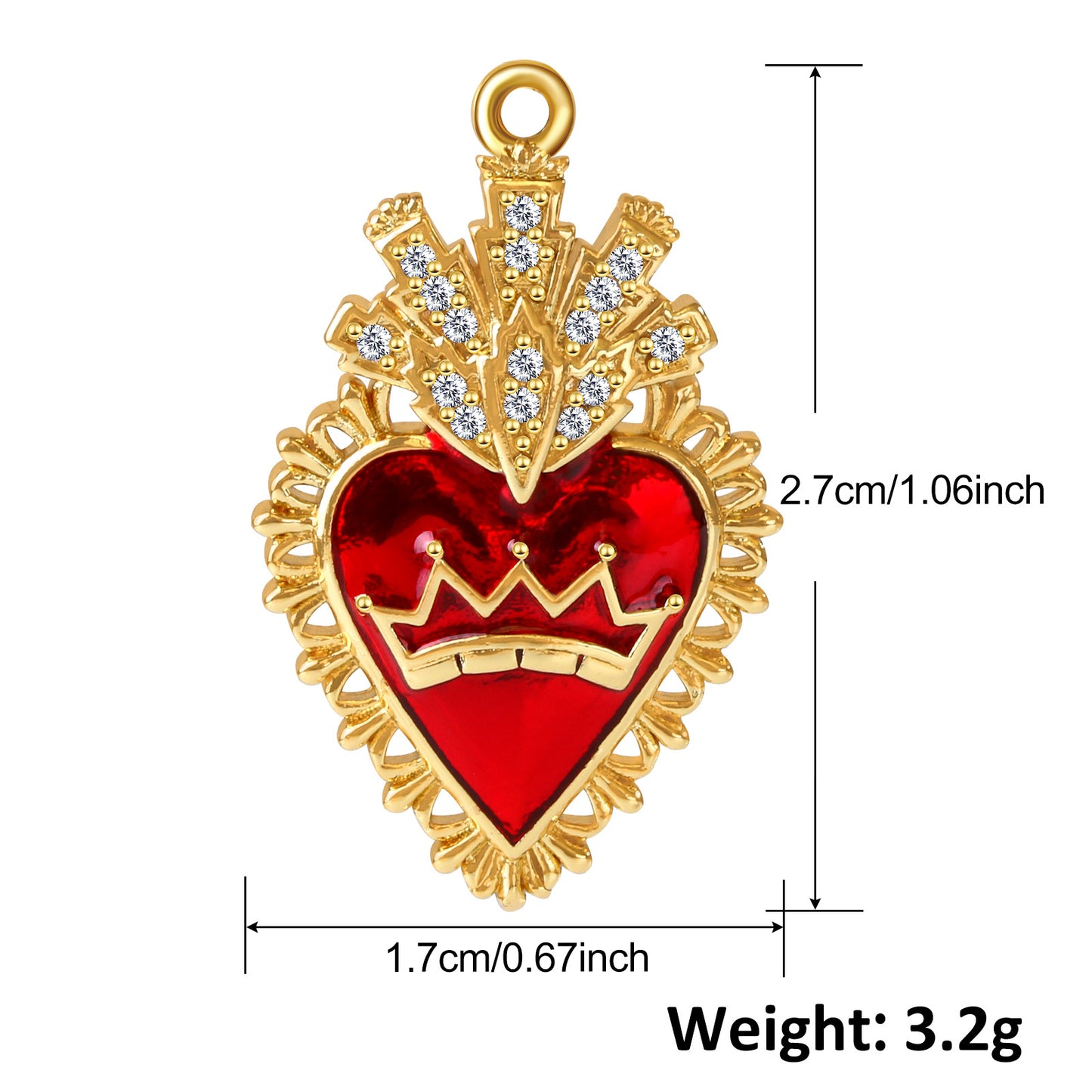 1 Piece 15*28mm 20*17mm 30*14mm Copper Gem Gold Plated Cross Heart Shape Wings Polished Pendant