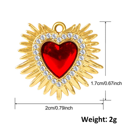 1 Piece 15*28mm 20*17mm 30*14mm Copper Gem Gold Plated Cross Heart Shape Wings Polished Pendant