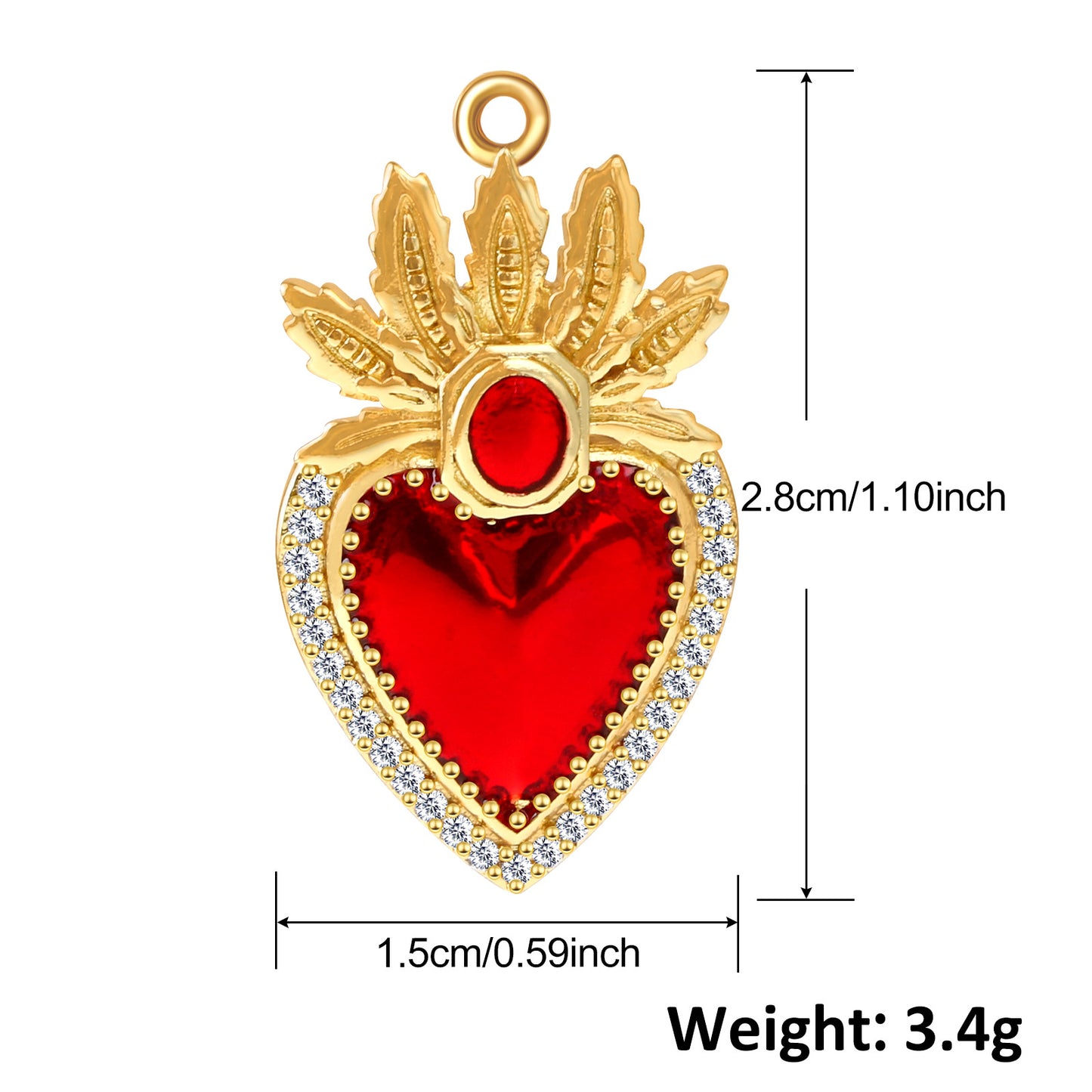 1 Piece 15*28mm 20*17mm 30*14mm Copper Gem Gold Plated Cross Heart Shape Wings Polished Pendant