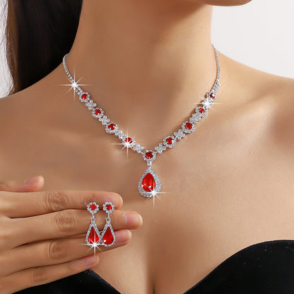 Artificial Crystal Copper Elegant Glam Water Droplets Jewelry Set