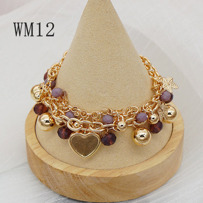 Casual Hip-Hop Flower Alloy Plastic Artificial Gemstones Women's Bracelets