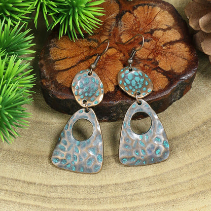 1 Pair Hip-Hop Retro Leaf Inlay Alloy Turquoise Drop Earrings