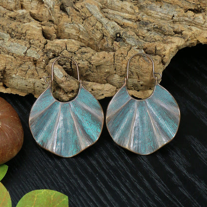 1 Pair Hip-Hop Retro Leaf Inlay Alloy Turquoise Drop Earrings