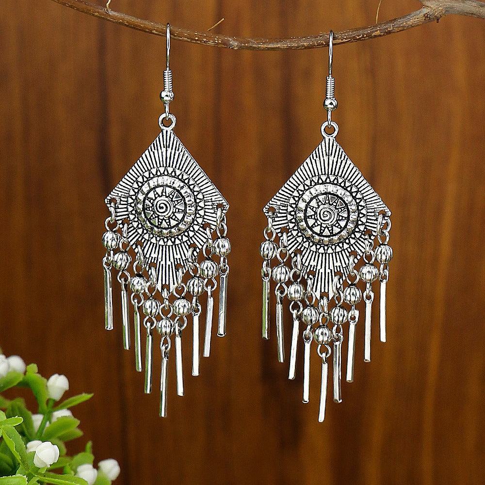 1 Pair Ethnic Style Geometric Tassel Zinc Alloy Drop Earrings