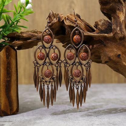 1 Pair Ethnic Style Geometric Tassel Zinc Alloy Drop Earrings