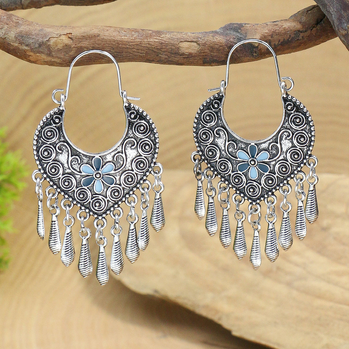 1 Pair Ethnic Style Geometric Tassel Zinc Alloy Drop Earrings