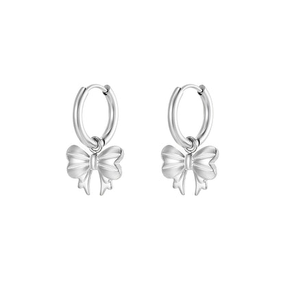 1 Pair Elegant Lady Bow Knot Plating Stainless Steel 18k Gold Plated Drop Earrings