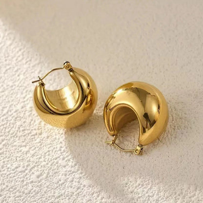 1 Pair Retro Simple Style Classic Style Solid Color 304 Stainless Steel 18K Gold Plated Earrings