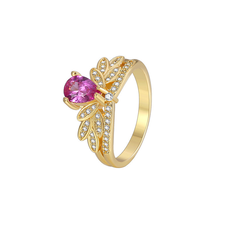 Wholesale Simple Style Classic Style Solid Color Copper Plating Inlay 18K Gold Plated Glass Stone Zircon Rings