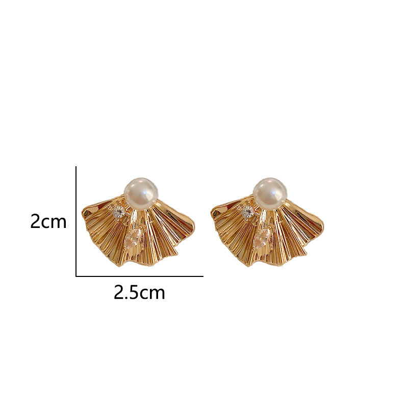 1 Pair IG Style Simple Style Sector Imitation Pearl Alloy Ear Studs