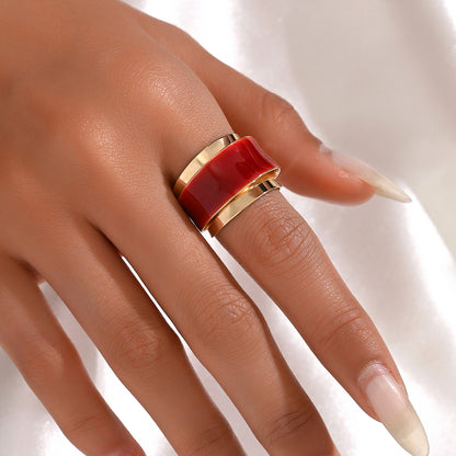 Wholesale Elegant Simple Style Geometric Copper Drip Glazed Open Rings