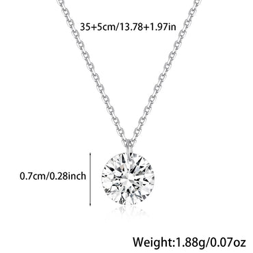 Sterling Silver White Gold Plated Elegant Lady Plating Inlay Round Zircon Pendant Necklace