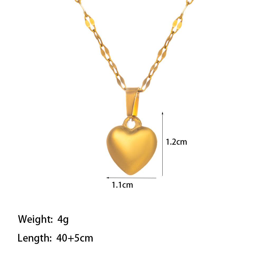 Titanium Steel 18K Gold Plated Vacation Simple Style Commute Heart Shape Polishing Bracelets Earrings Necklace