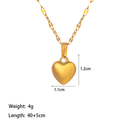 Titanium Steel 18K Gold Plated Vacation Simple Style Commute Heart Shape Polishing Bracelets Earrings Necklace