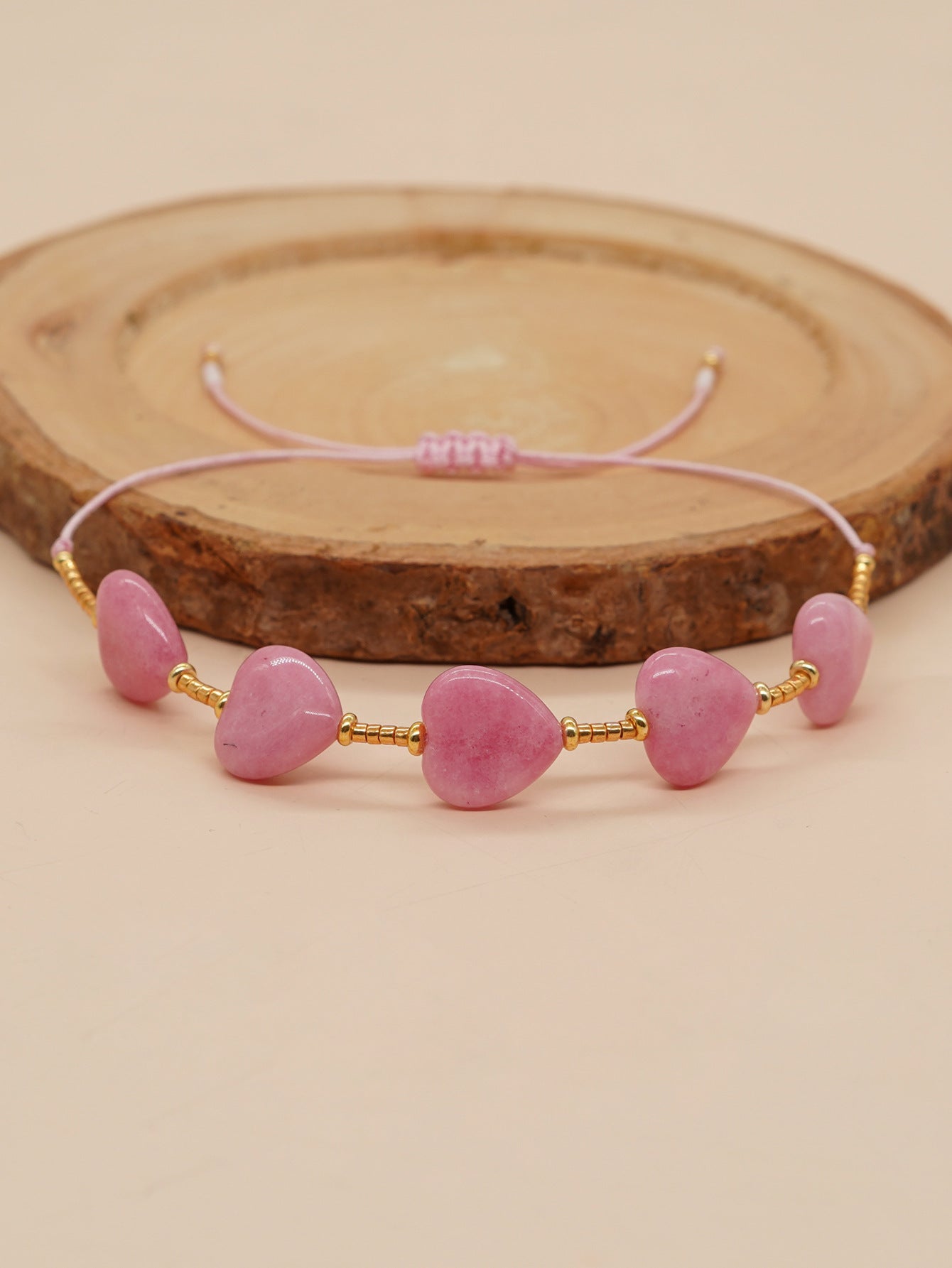 Fairy Style Heart Shape Artificial Gemstones Alloy Rope Women's Drawstring Bracelets
