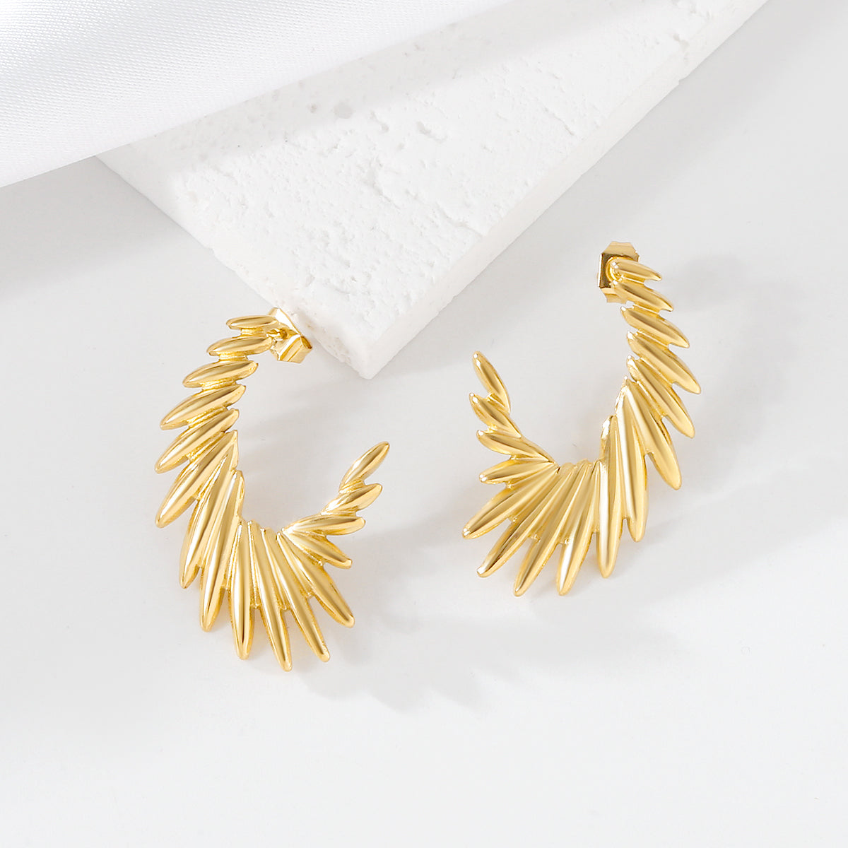 1 Pair Exaggerated Oversized Angel Wings Plating 304 Stainless Steel 18K Gold Plated Ear Studs