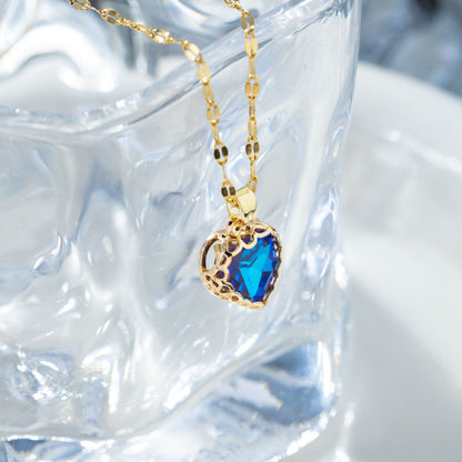 Copper Elegant Streetwear Inlay Heart Shape Zircon Pendant Necklace