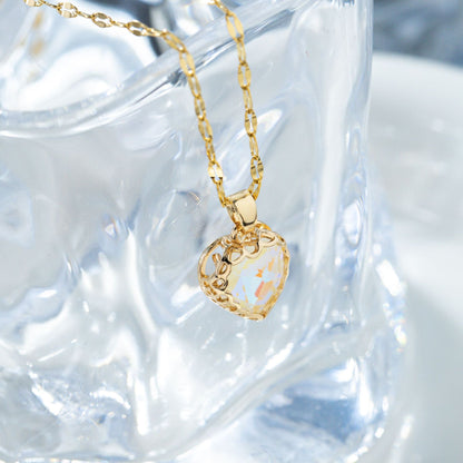 Copper Elegant Streetwear Inlay Heart Shape Zircon Pendant Necklace