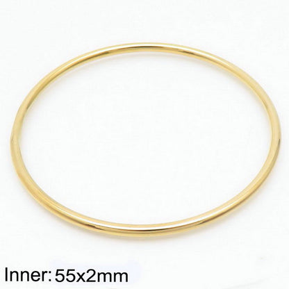 304 Stainless Steel 18K Gold Plated Simple Style Round Solid Color Bangle