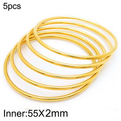 304 Stainless Steel 18K Gold Plated Simple Style Round Solid Color Bangle