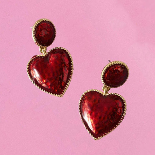 1 Pair Basic Lady Heart Shape Inlay Zinc Alloy Resin Drop Earrings