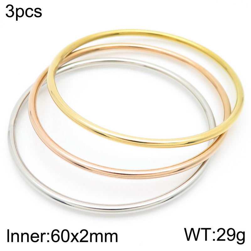 304 Stainless Steel 18K Gold Plated Simple Style Round Solid Color Bangle