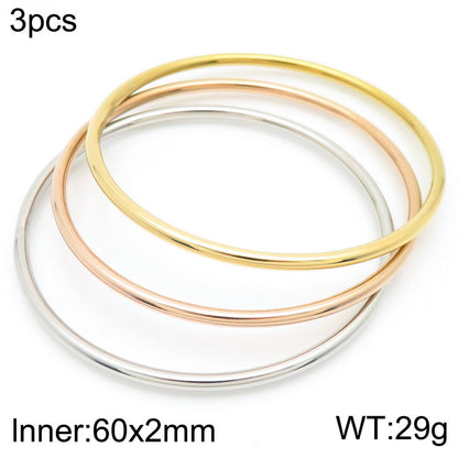 304 Stainless Steel 18K Gold Plated Simple Style Round Solid Color Bangle