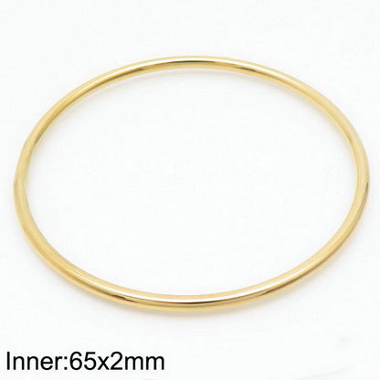 304 Stainless Steel 18K Gold Plated Simple Style Round Solid Color Bangle