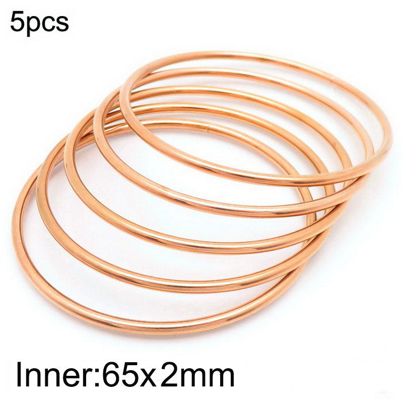 304 Stainless Steel 18K Gold Plated Simple Style Round Solid Color Bangle