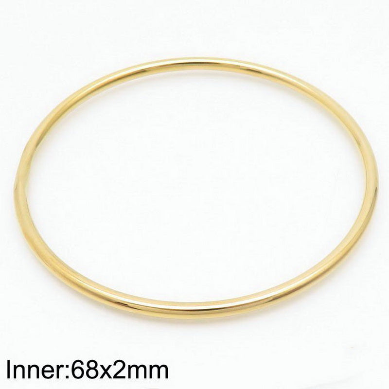 304 Stainless Steel 18K Gold Plated Simple Style Round Solid Color Bangle