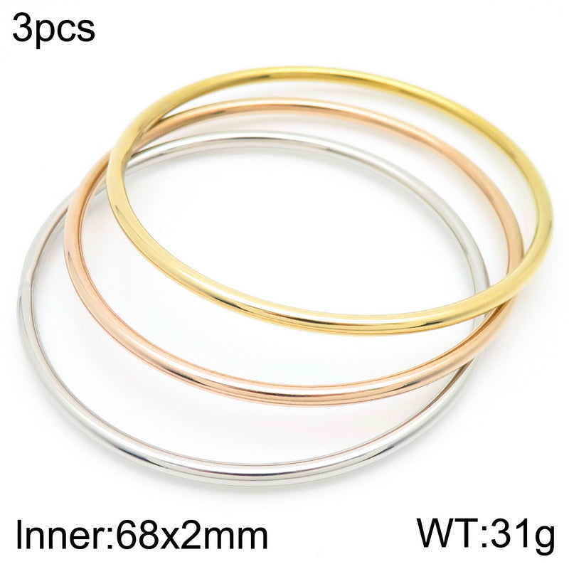 304 Stainless Steel 18K Gold Plated Simple Style Round Solid Color Bangle