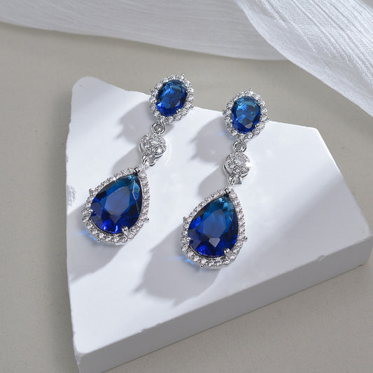 1 Pair Elegant Classic Style Streetwear Water Droplets Inlay Titanium Steel Zircon Drop Earrings