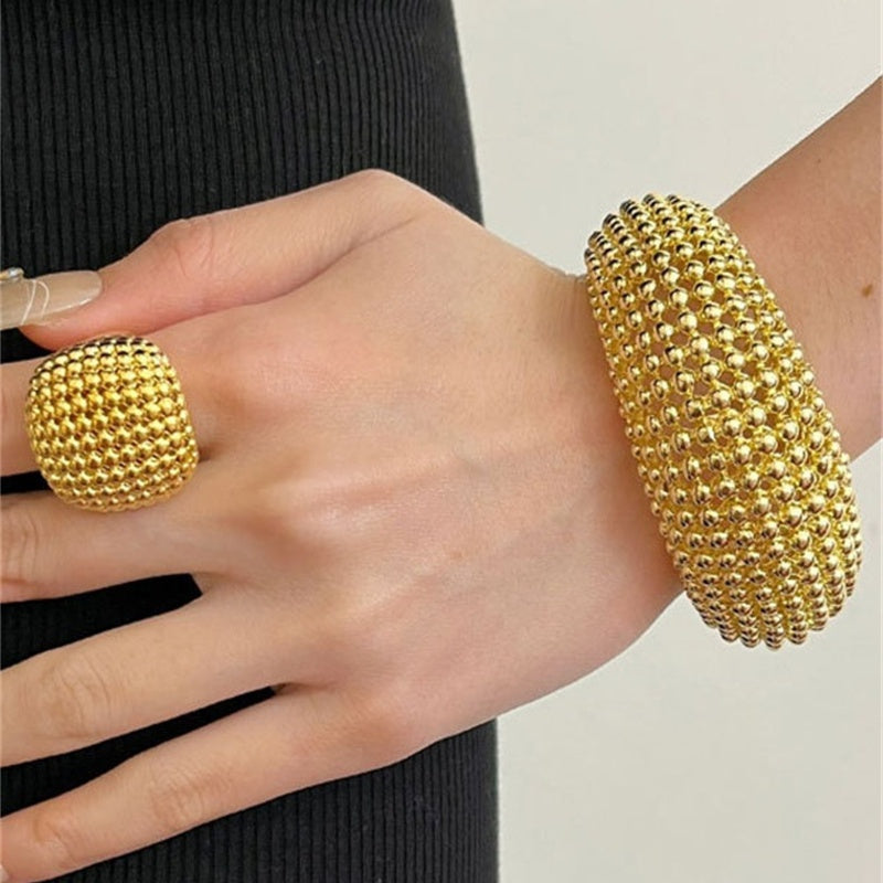 Copper Gold Plated Silver Plated Casual Vintage Style Commute Grid Plating Wristband Bangle