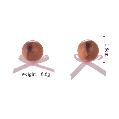 1 Pair Casual Elegant Simple Style Solid Color Bowknot Resin Copper Ear Studs