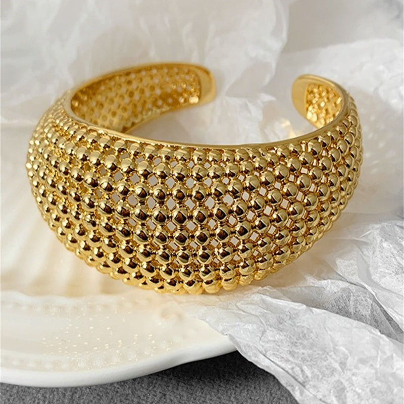 Copper Gold Plated Silver Plated Casual Vintage Style Commute Grid Plating Wristband Bangle