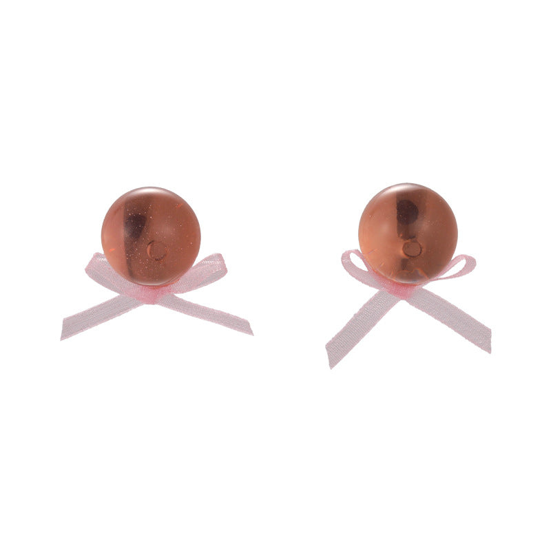 1 Pair Casual Elegant Simple Style Solid Color Bowknot Resin Copper Ear Studs