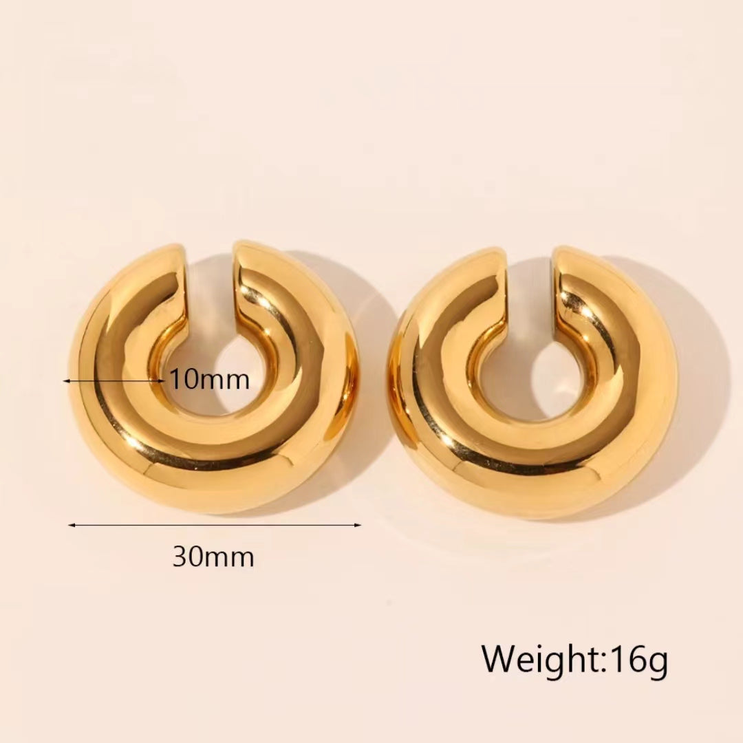 1 Pair Vintage Style Solid Color Plating Stainless Steel 18K Gold Plated Ear Cuffs