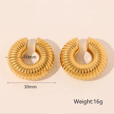 1 Pair Vintage Style Solid Color Plating Stainless Steel 18K Gold Plated Ear Cuffs