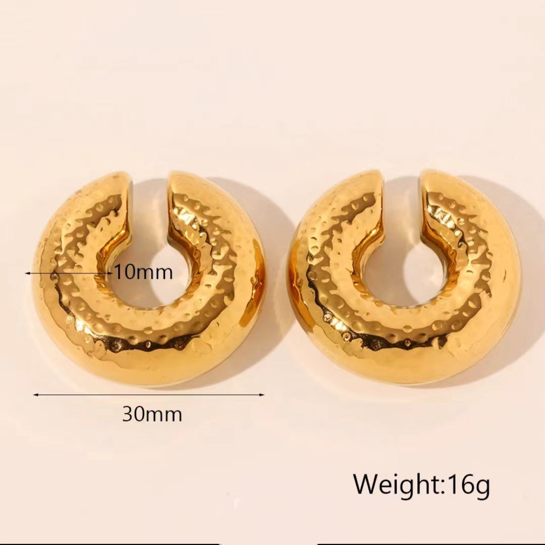 1 Pair Vintage Style Solid Color Plating Stainless Steel 18K Gold Plated Ear Cuffs