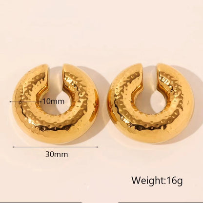 1 Pair Vintage Style Solid Color Plating Stainless Steel 18K Gold Plated Ear Cuffs