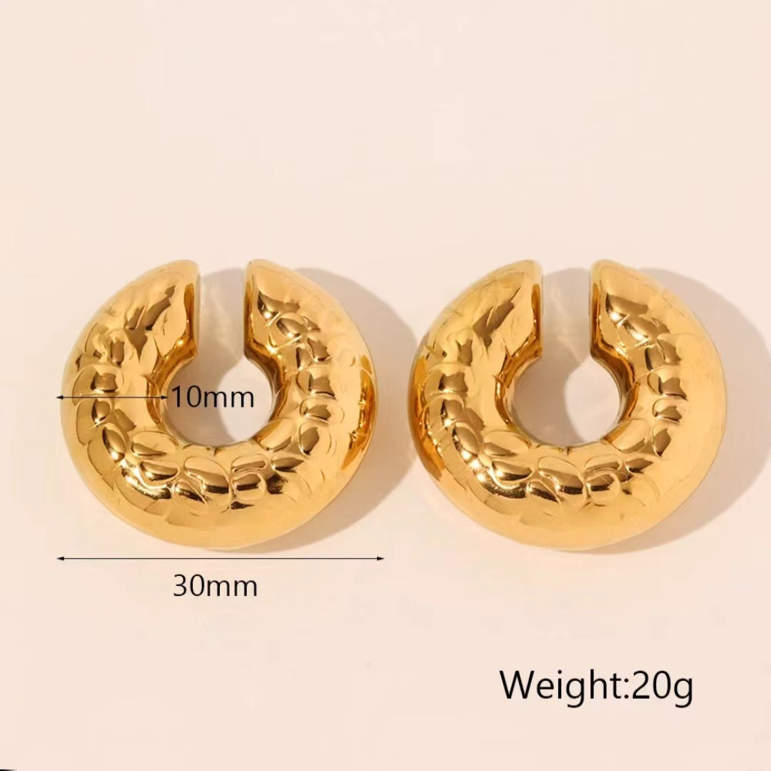 1 Pair Vintage Style Solid Color Plating Stainless Steel 18K Gold Plated Ear Cuffs