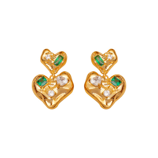 1 Pair Elegant Business Heart Shape Plating Inlay Copper Zircon 18K Gold Plated Drop Earrings