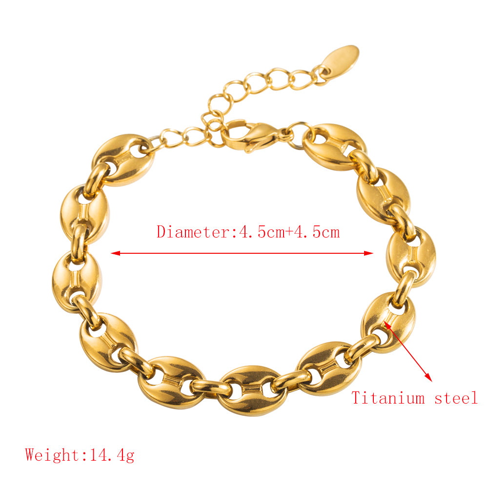 Titanium Steel Gold Plated Elegant Luxurious Plating Inlay Star Leaves Heart Shape Artificial Pearls Rhinestones Bracelets