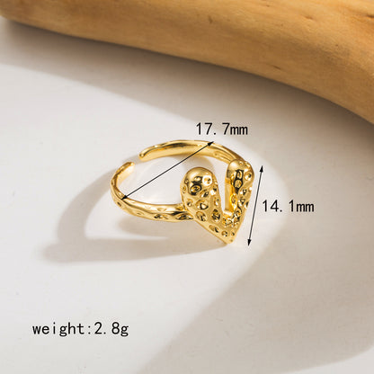 Wholesale Casual Cute Heart Shape Copper Polishing 18K Gold Plated Open Rings