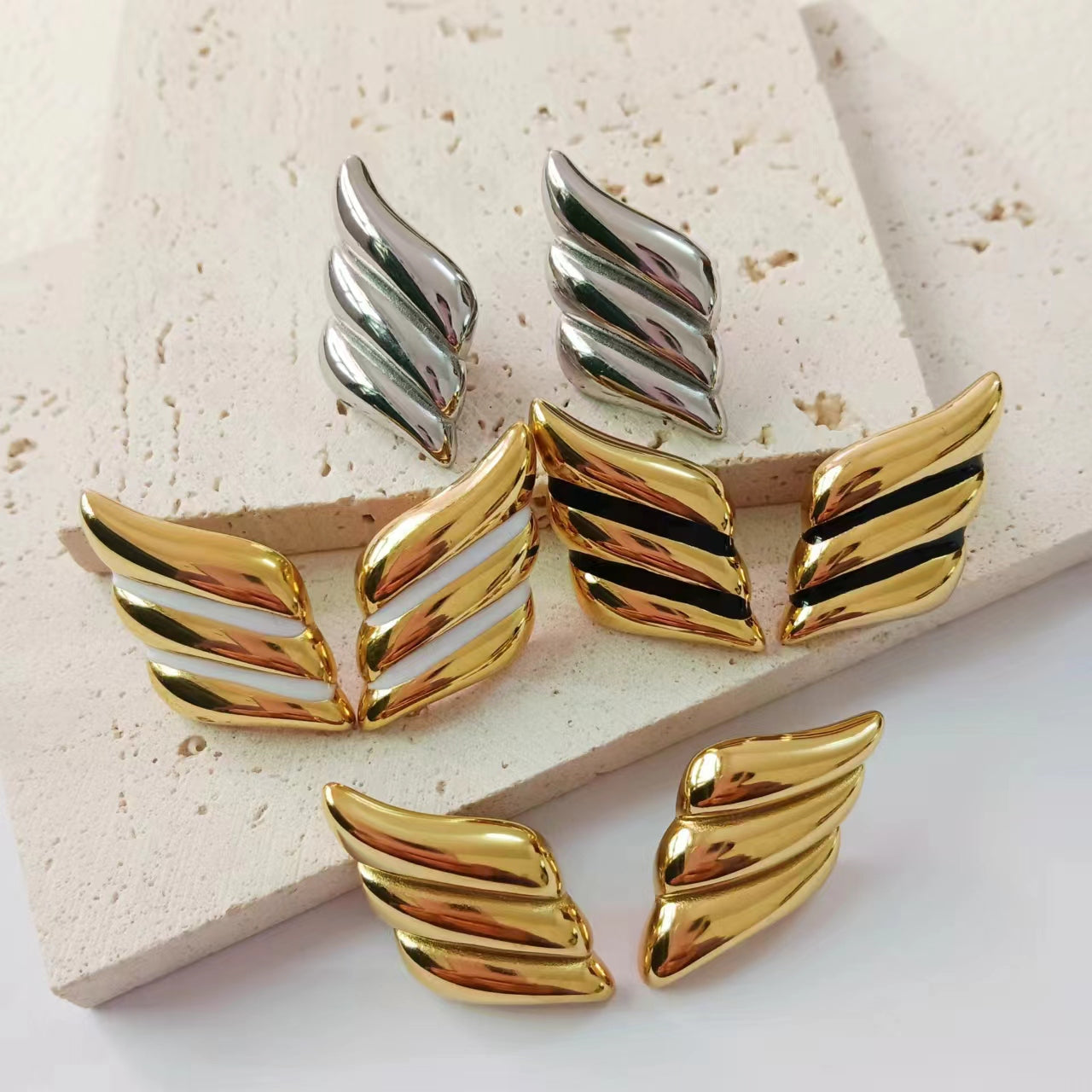 1 Piece Vintage Style Petal Plating Stainless Steel 18K Gold Plated Ear Studs