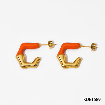 1 Pair Simple Style Commute Geometric Enamel 304 Stainless Steel 14K Gold Plated White Gold Plated Gold Plated Ear Studs