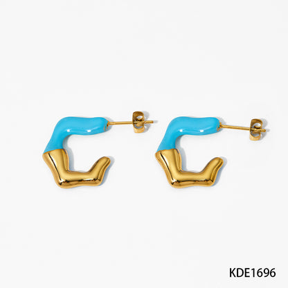 1 Pair Simple Style Commute Geometric Enamel 304 Stainless Steel 14K Gold Plated White Gold Plated Gold Plated Ear Studs